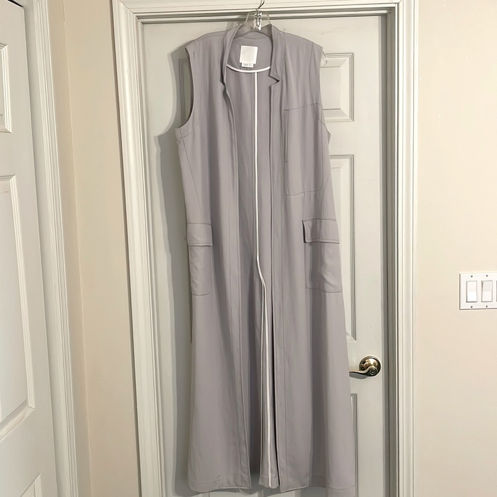 DKNY Pure Grey Full Length Sleeveless Cardigan